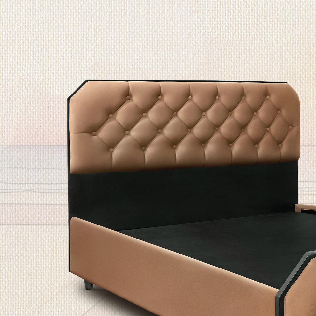 Wave Plus Adjustable Bed Serene Upholstered Bed (Brown)+ Wave Kinect Reva Mattress 8"(20.3cm)