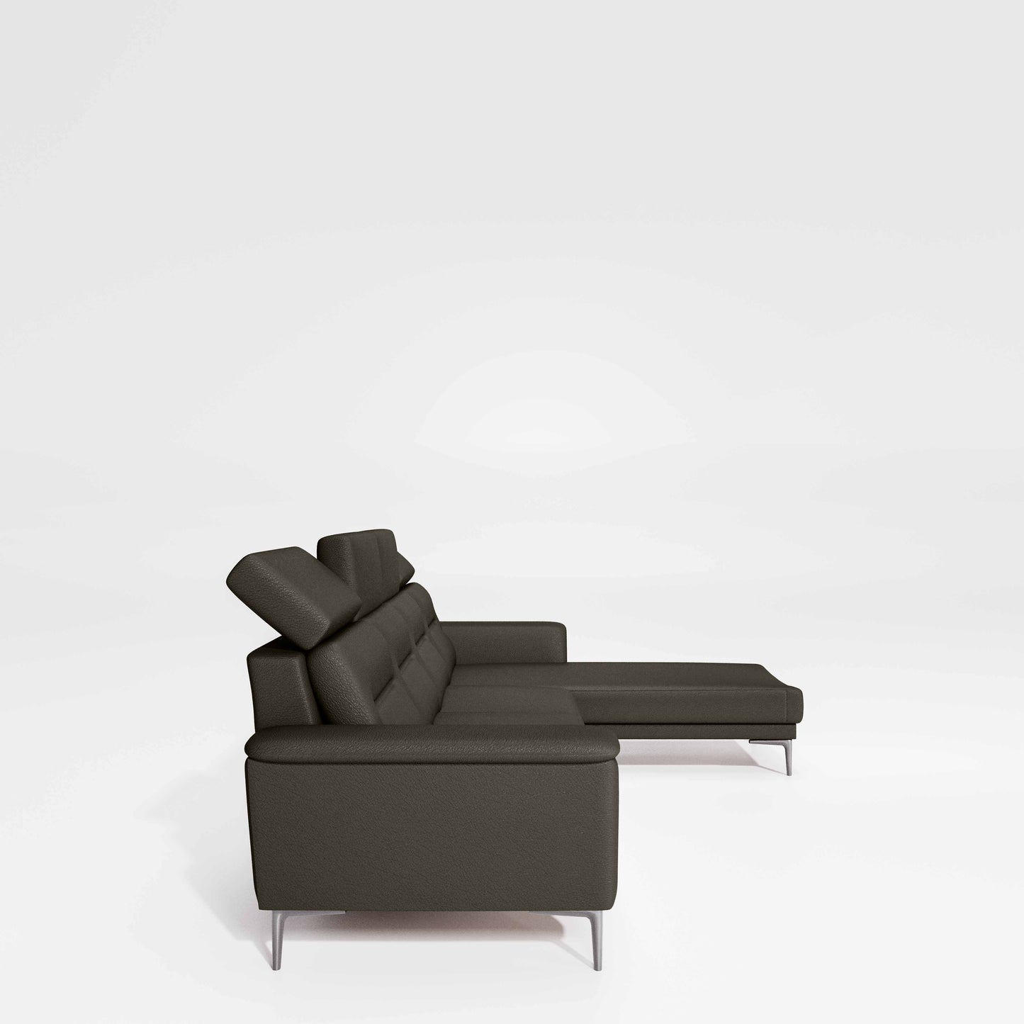 Cresendo 3 Seater with LH Lounger Leatherette fabric - Pewter Grey