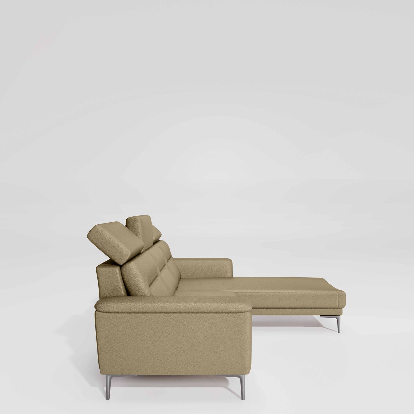 Cresendo 2 Seater with RH Lounger Leatherette fabric - Pebble
