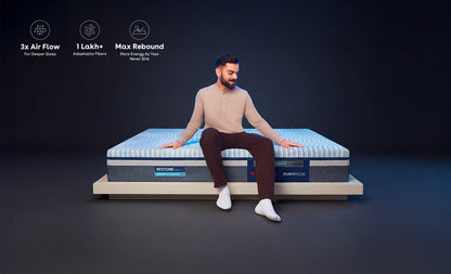 Duropedic Airboost 6.8 Arctic Ice Mattress | 1 lakh+ Airknit fibres with latex and adjustable firmness | 100 nights trial