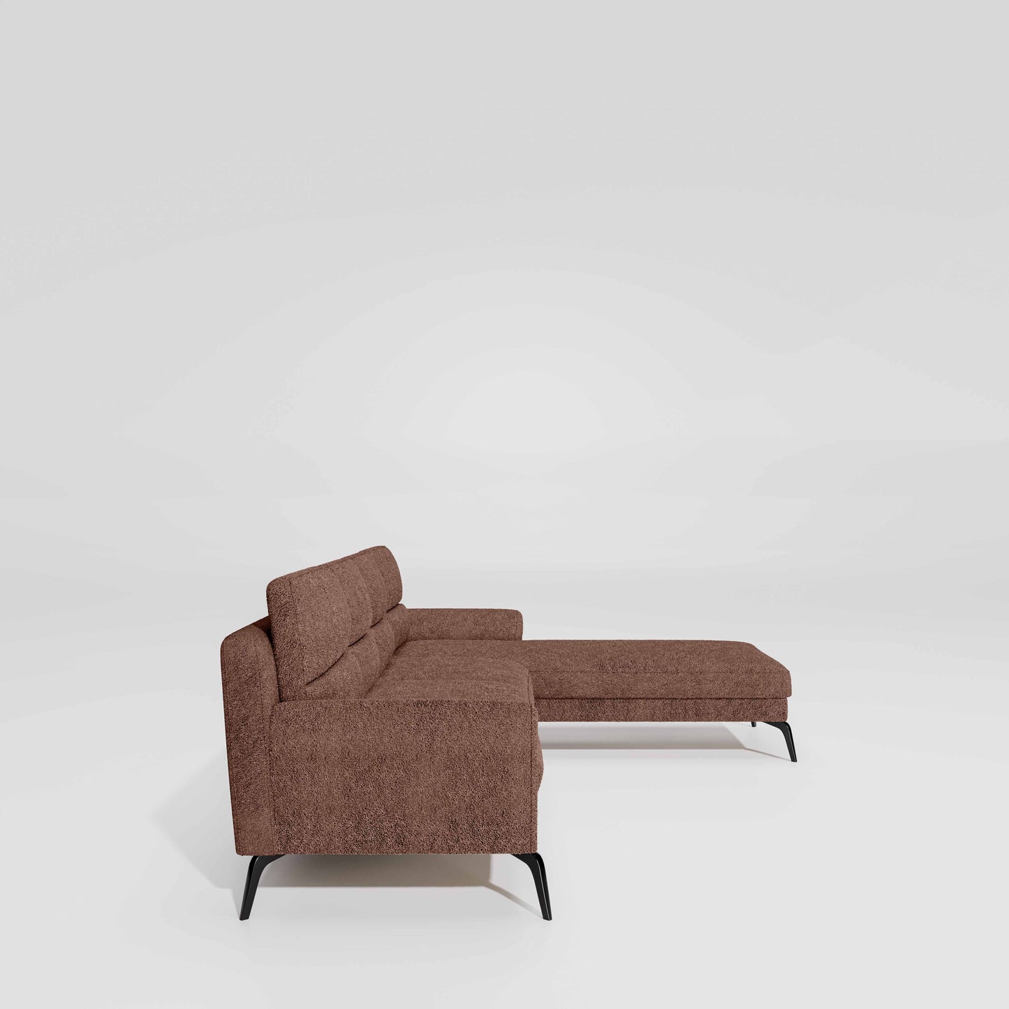 Octave 3 Seater with Lounger Boucle Fabric - Dusty Rose