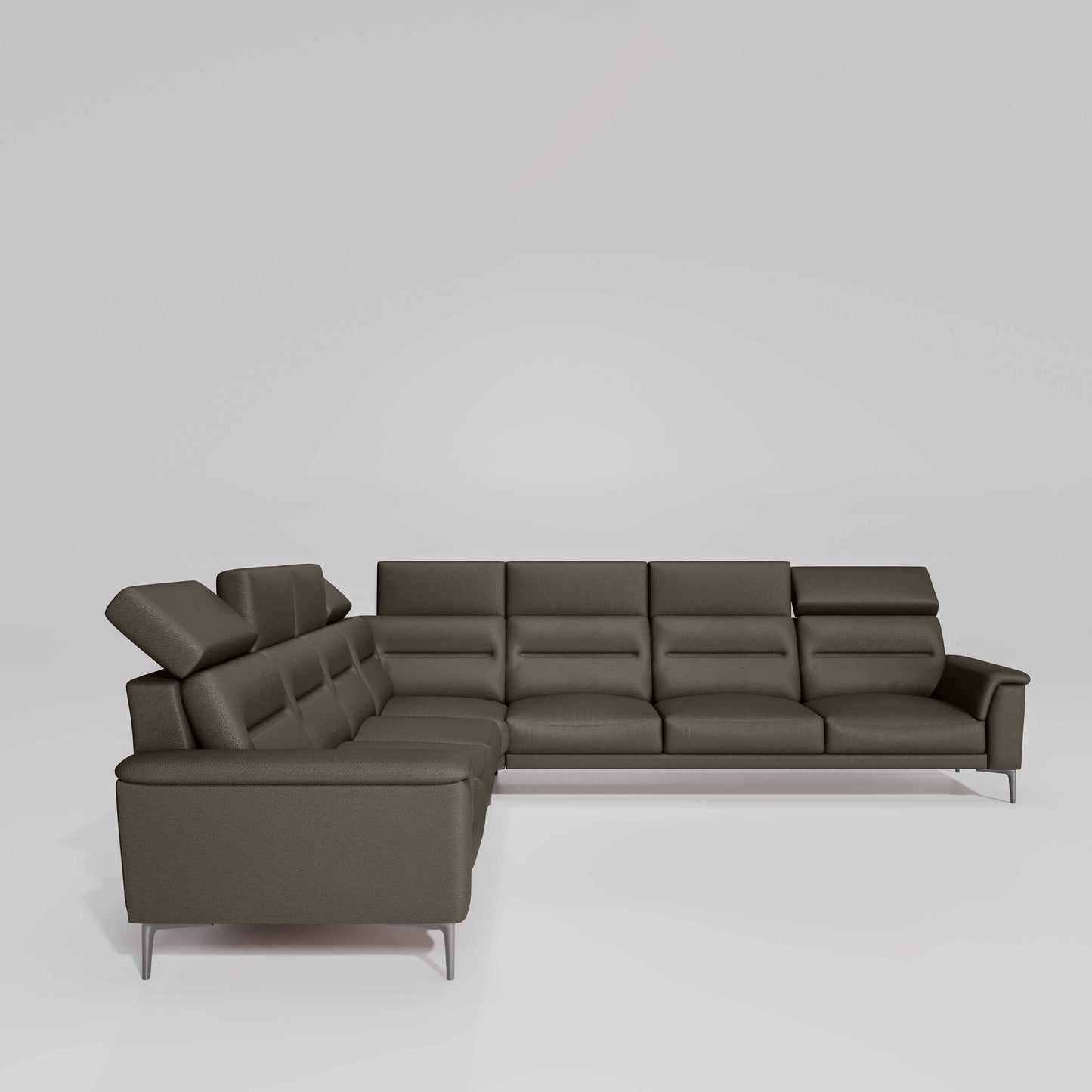 Crescendo 3 Seater + Corner + 3 Seater Leatherette Fabric - Pewter Grey