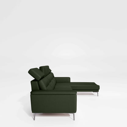 Cresendo 3 Seater with RH Lounger Leatherette fabric - Black Forest