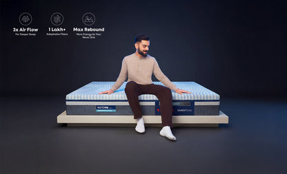 Duropedic Airboost 6.10 Arctic Ice Mattress | 1 lakh+ Airknit fibres with latex and adjustable firmness | 100 nights trial