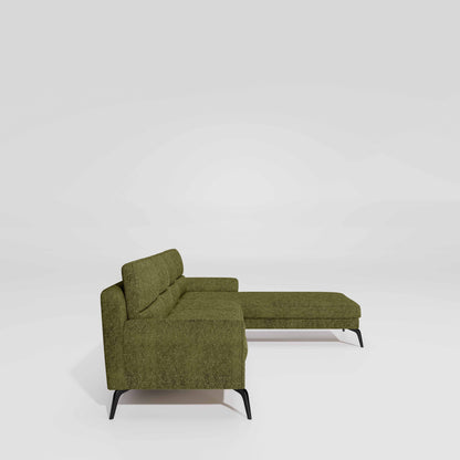 Octave 3 Seater with Lounger Boucle Fabric - Dried Herb