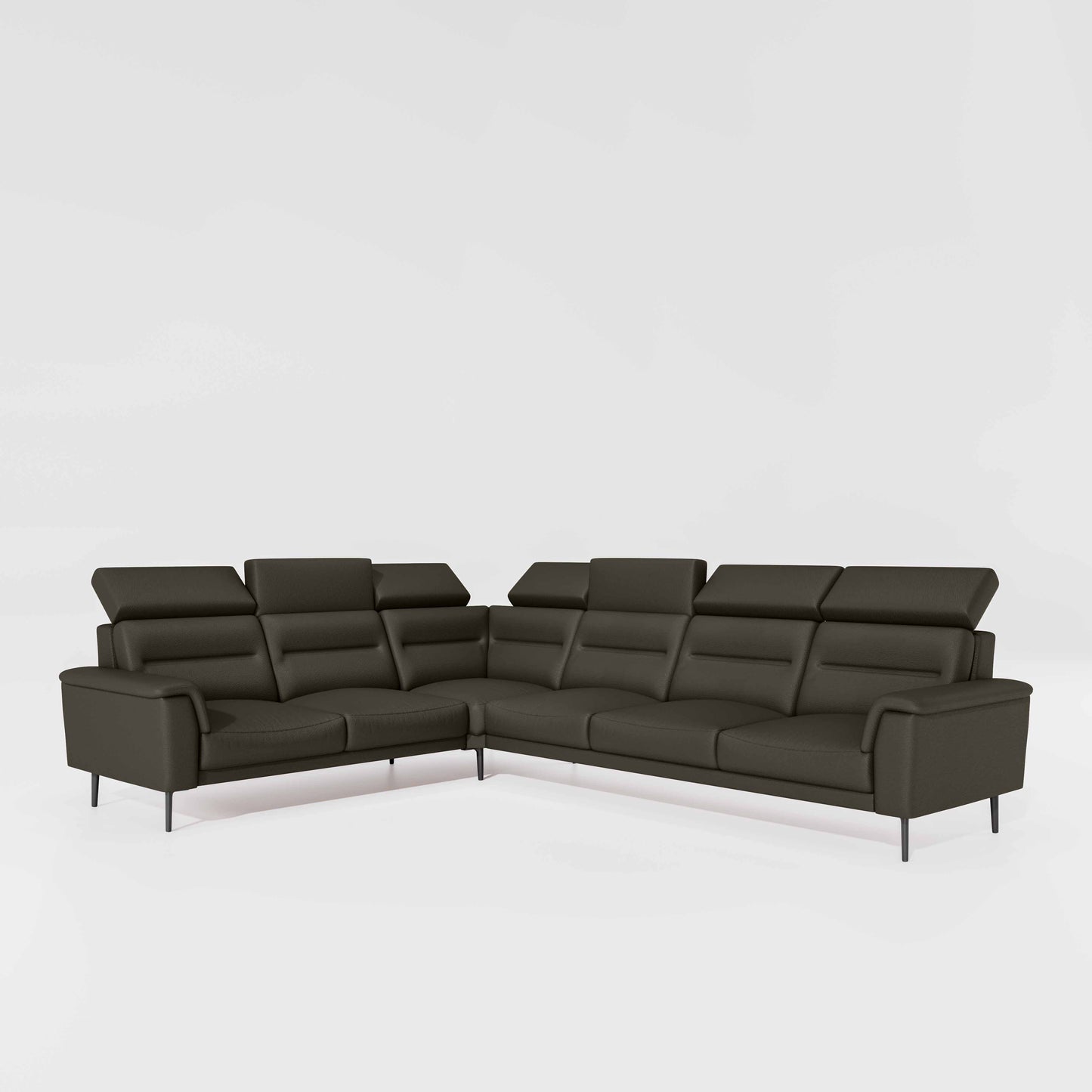 Crescendo 2 Seater + Corner + 3 Seater Leatherette Fabric - Pewter Grey