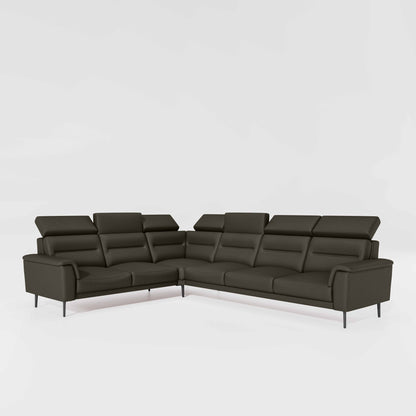 Crescendo 2 Seater + Corner + 3 Seater Leatherette Fabric - Pewter Grey