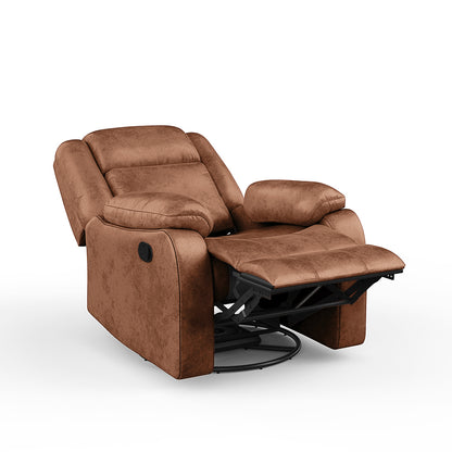 Avalon Rocking & Rotating Desert Orange Single Seater Suede Fabric Recliner