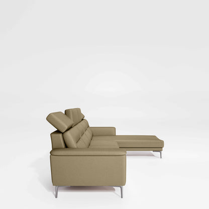 Cresendo 3 Seater with RH Lounger Leatherette fabric - Pebble