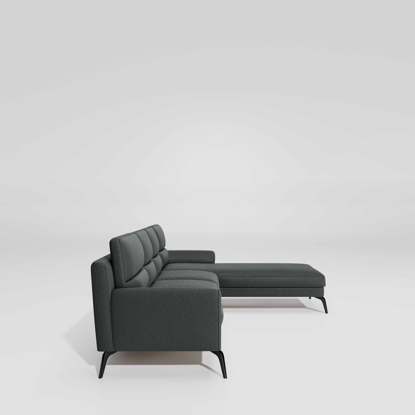 Octave 3 Seater with RH Lounger Suede Fabric - Steel Grey