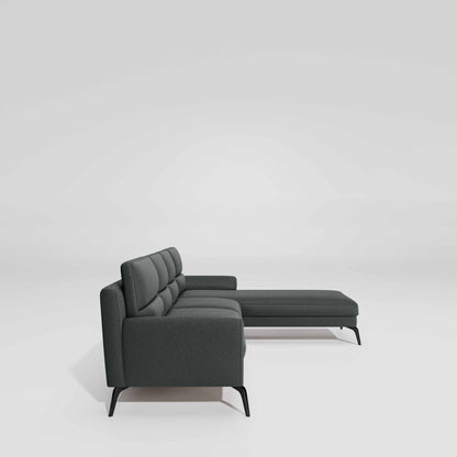 Octave 3 Seater with RH Lounger Suede Fabric - Steel Grey