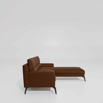 Octave 2 Seater Sofa with Lounger Suede Fabric  - Capuccino