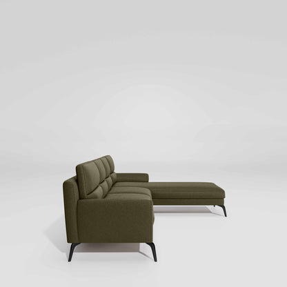 Octave 3 Seater with RH Lounger Suede Fabric - Avocado