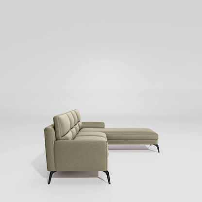 Octave 3 Seater with Lounger Suede Fabric - Almond Milk
