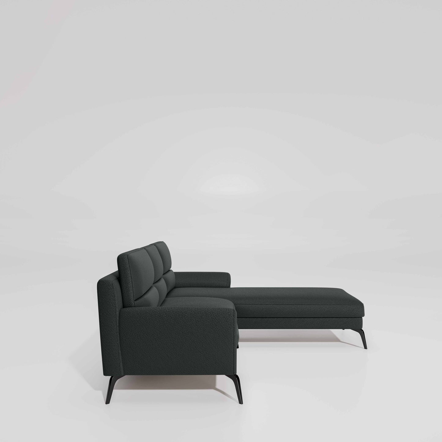Octave 2 Seater Sofa with Lounger Suede Fabric  - Steel Grey
