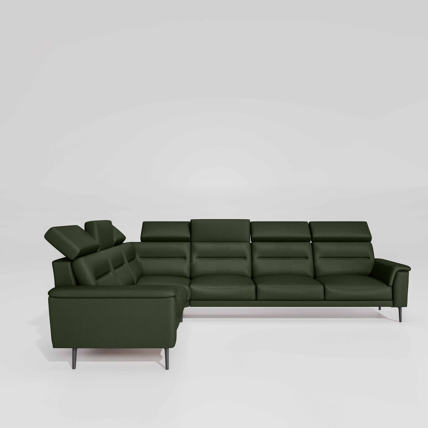 Crescendo 2 Seater + Corner + 3 Seater Leatherette Fabric - Black Forest