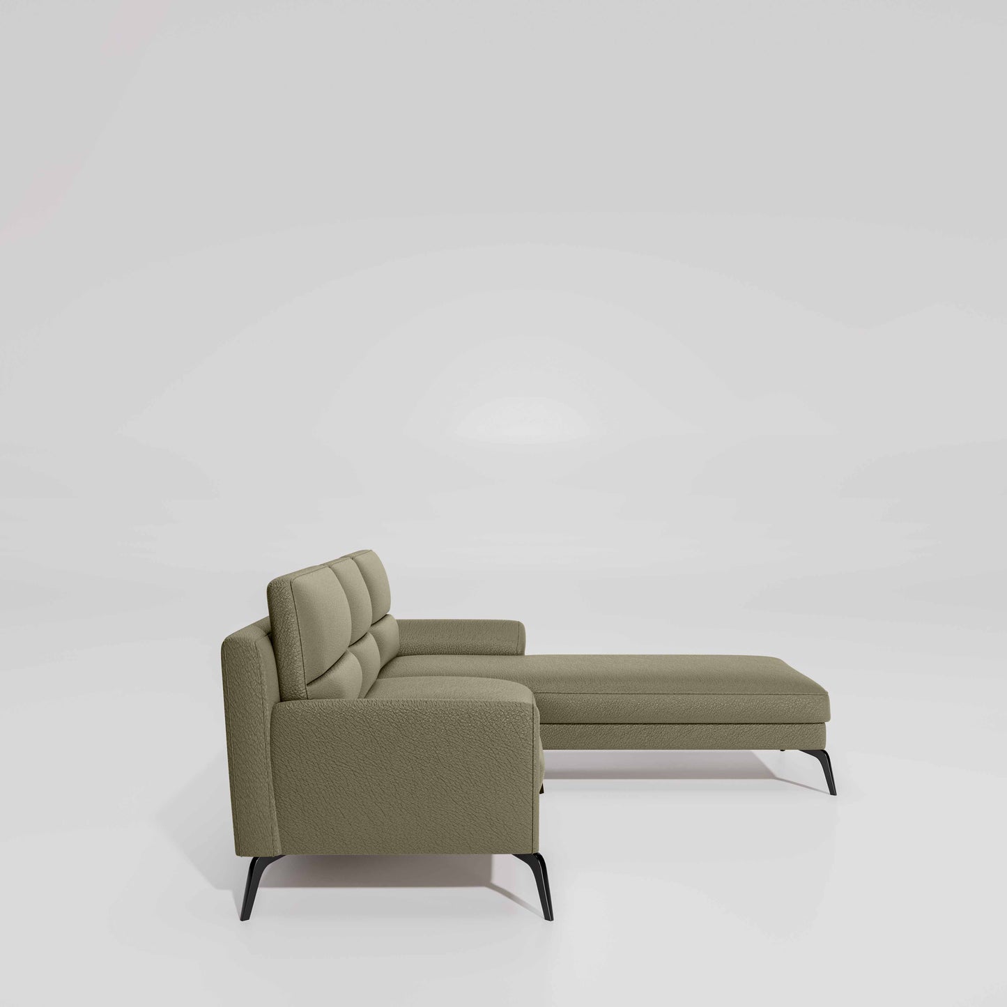 Octave 2 Seater Sofa with Lounger Suede Fabric  - Almond Milk