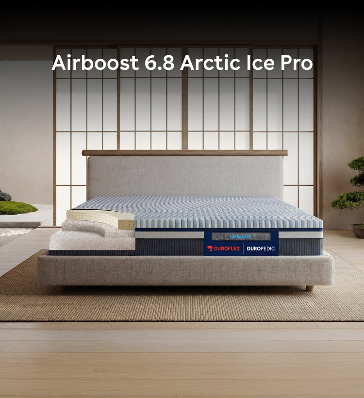 Duropedic Airboost 6.8 Arctic Ice Mattress | 1 lakh Airknit fibres with latex and adjustable firmness | 100 nights trial