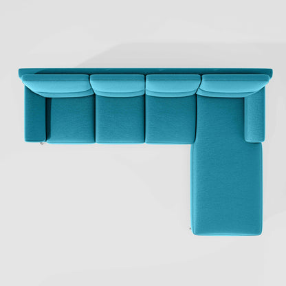 Octave 3 Seater with RH Lounger Suede Fabric - Celestial Blue