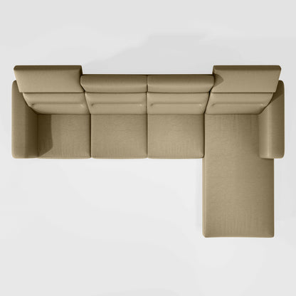 Cresendo 3 Seater with RH Lounger Leatherette fabric - Pebble