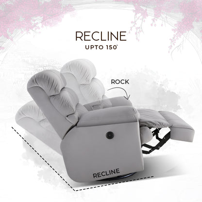 Avalon Posture Pro Rocking & Rotating Single Seater Fabric Recliner, Grey, Motorized