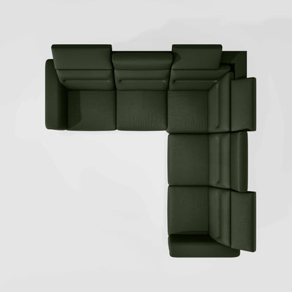 Crescendo 2 Seater + Corner + 2 Seater Leatherette Fabric - Black Forest