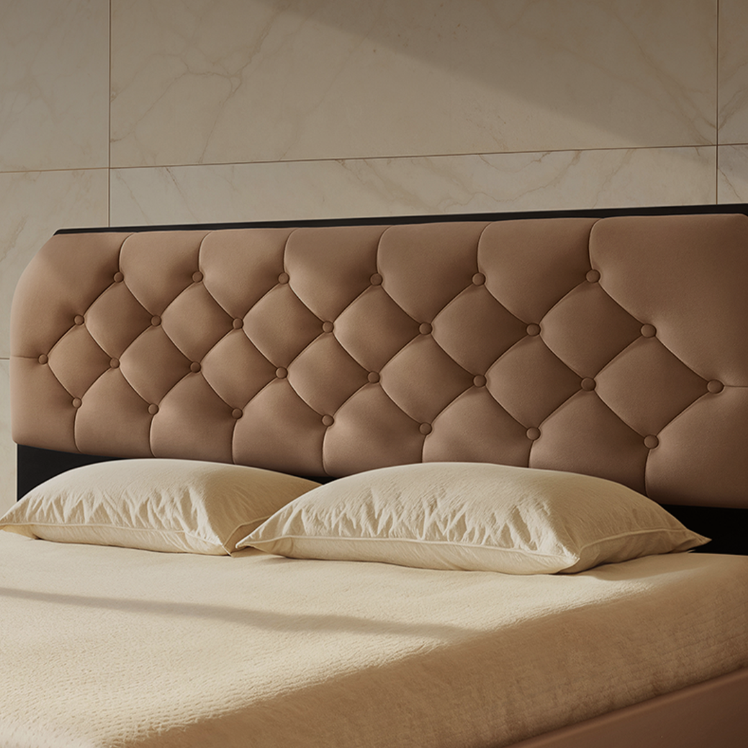 Wave Plus Adjustable Bed Serene Upholstered Bed (Brown)+ Wave Kinect Reva Mattress 8"(20.3cm)