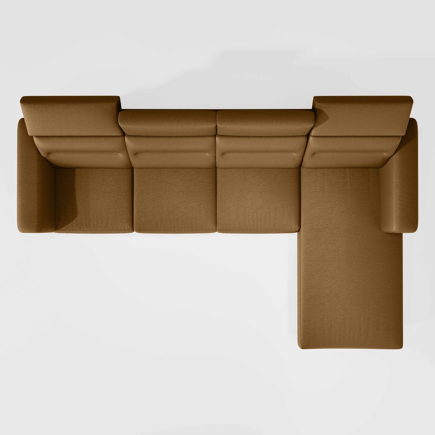Cresendo 3 Seater with RH Lounger Leatherette fabric - Tobacco Brown