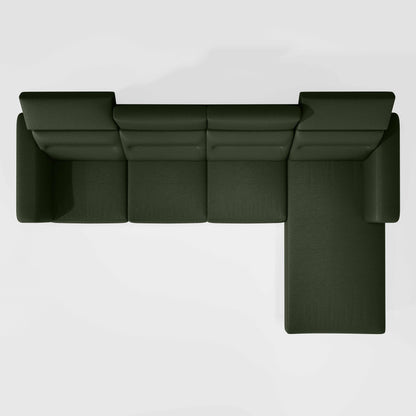 Cresendo 3 Seater with RH Lounger Leatherette fabric - Black Forest