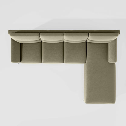 Octave 3 Seater with Lounger Suede Fabric - Almond Milk