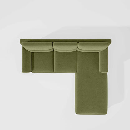 Octave 2 Seater Sofa with RH Lounger Water & Stain Repellent Fabric  - Sage Green