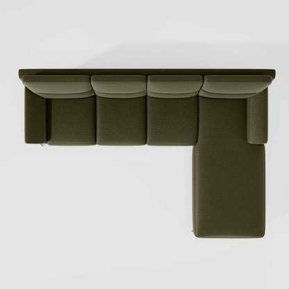 Octave 3 Seater with RH Lounger Suede Fabric - Avocado