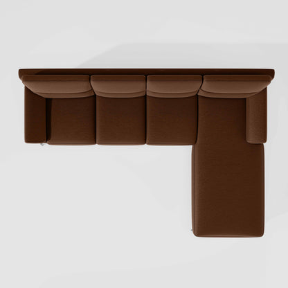 Octave 3 Seater with Lounger Suede Fabric - Capuccino