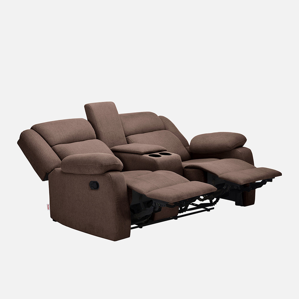 Avalon Twin Dark Brown Fabric Recliner 2 Seater