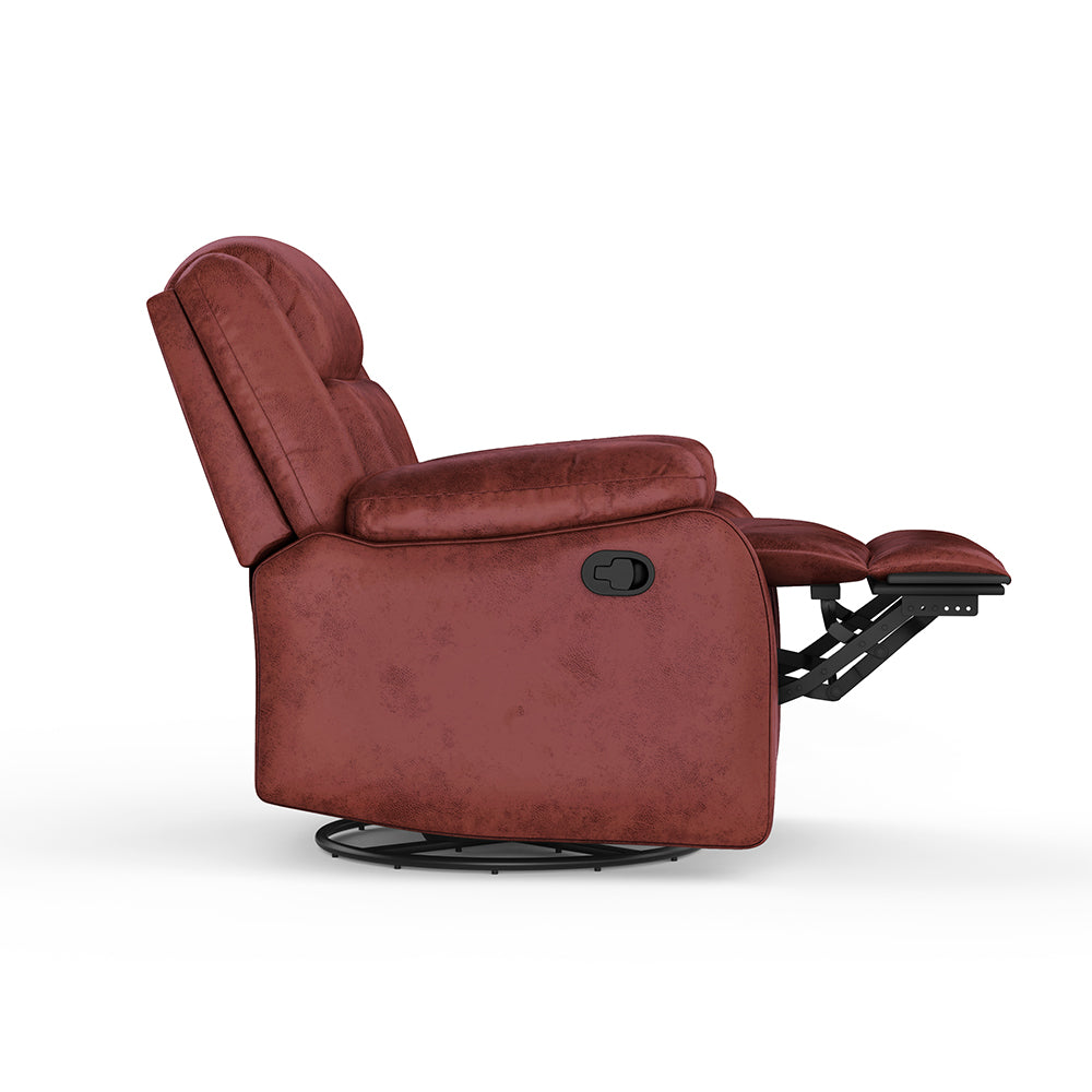 Avalon Rocking & Rotating Crimson Red Single Seater Suede Fabric Recliner