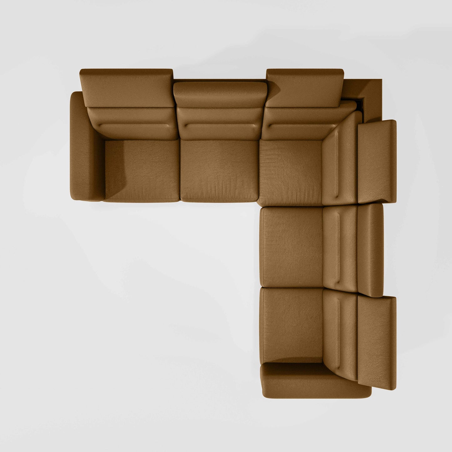 Crescendo 2 Seater + Corner + 2 Seater Leatherette Fabric - Tobacco Brown