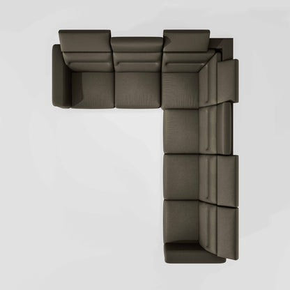 Crescendo 2 Seater + Corner + 3 Seater Leatherette Fabric - Pewter Grey