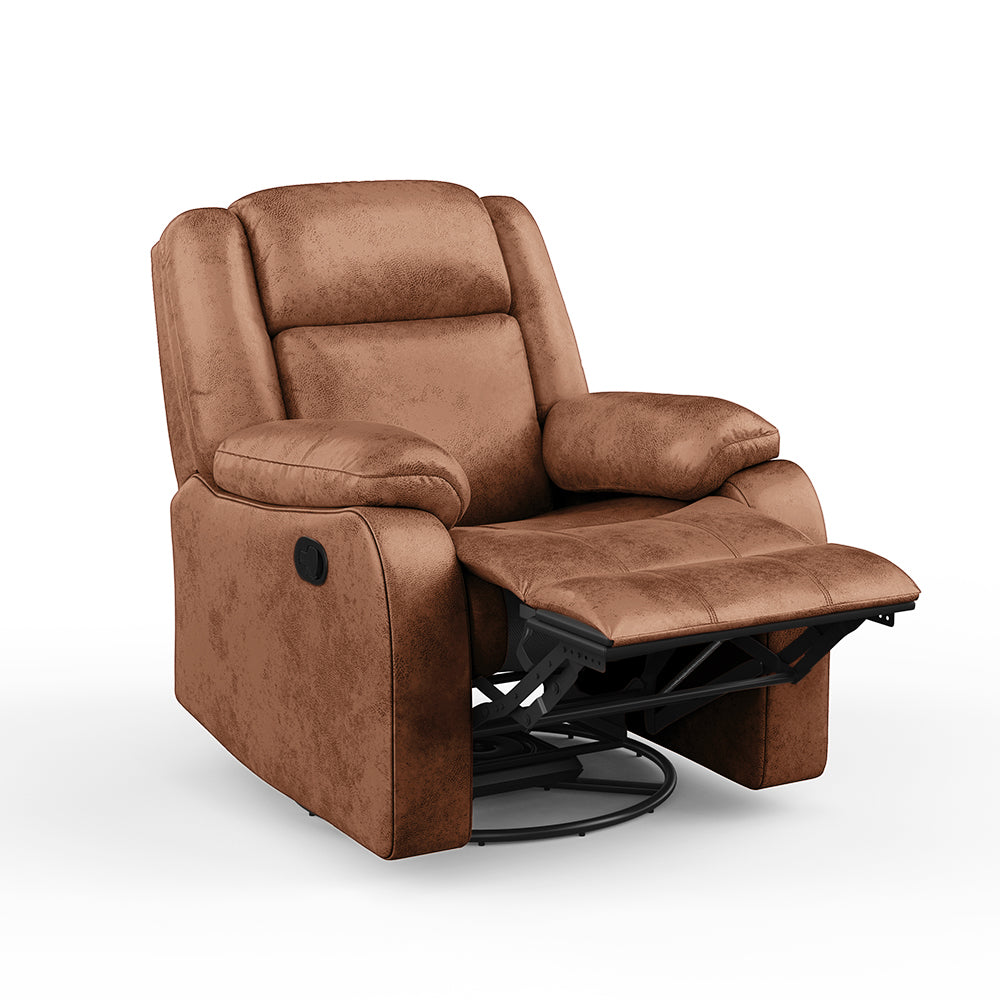 Avalon Rocking & Rotating Desert Orange Single Seater Suede Fabric Recliner