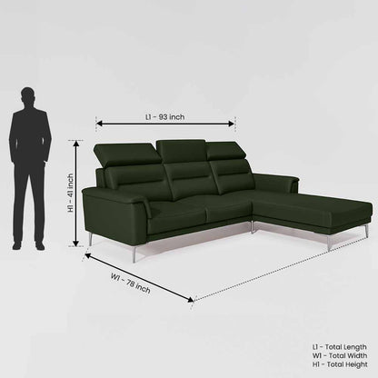 Cresendo 2 Seater with LH Lounger Leatherette fabric - Black Forest