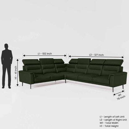 Crescendo 2 Seater + Corner + 3 Seater Leatherette Fabric - Black Forest