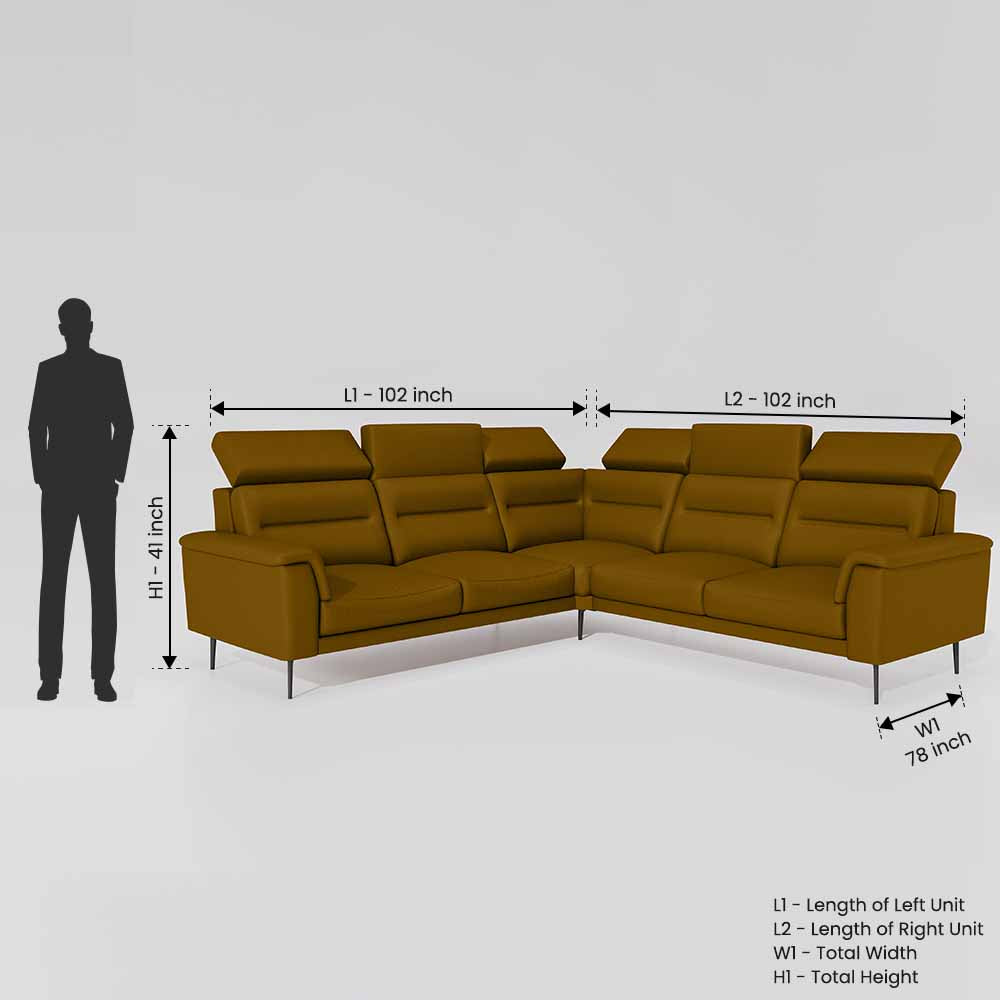 Crescendo 2 Seater + Corner + 2 Seater Leatherette Fabric - Orange Shade