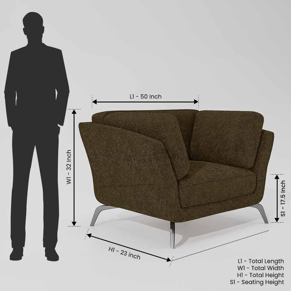 Symphony 1 Seater Boucle Fabric - Sepia