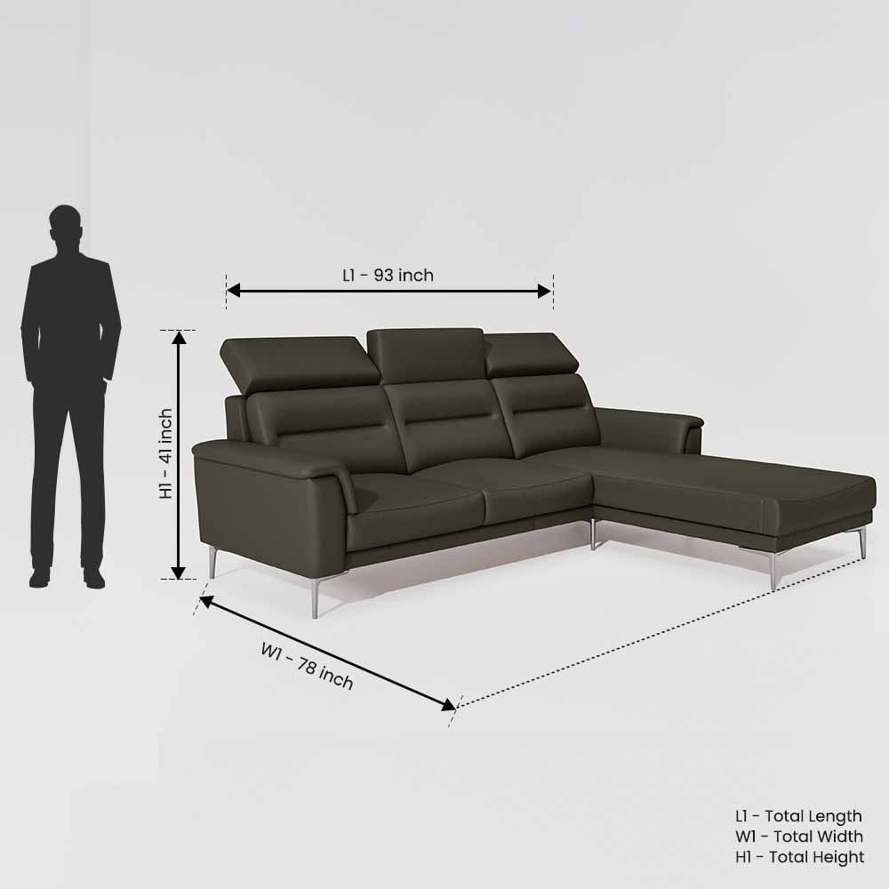 Cresendo 2 Seater with LH Lounger Leatherette fabric - Pebble