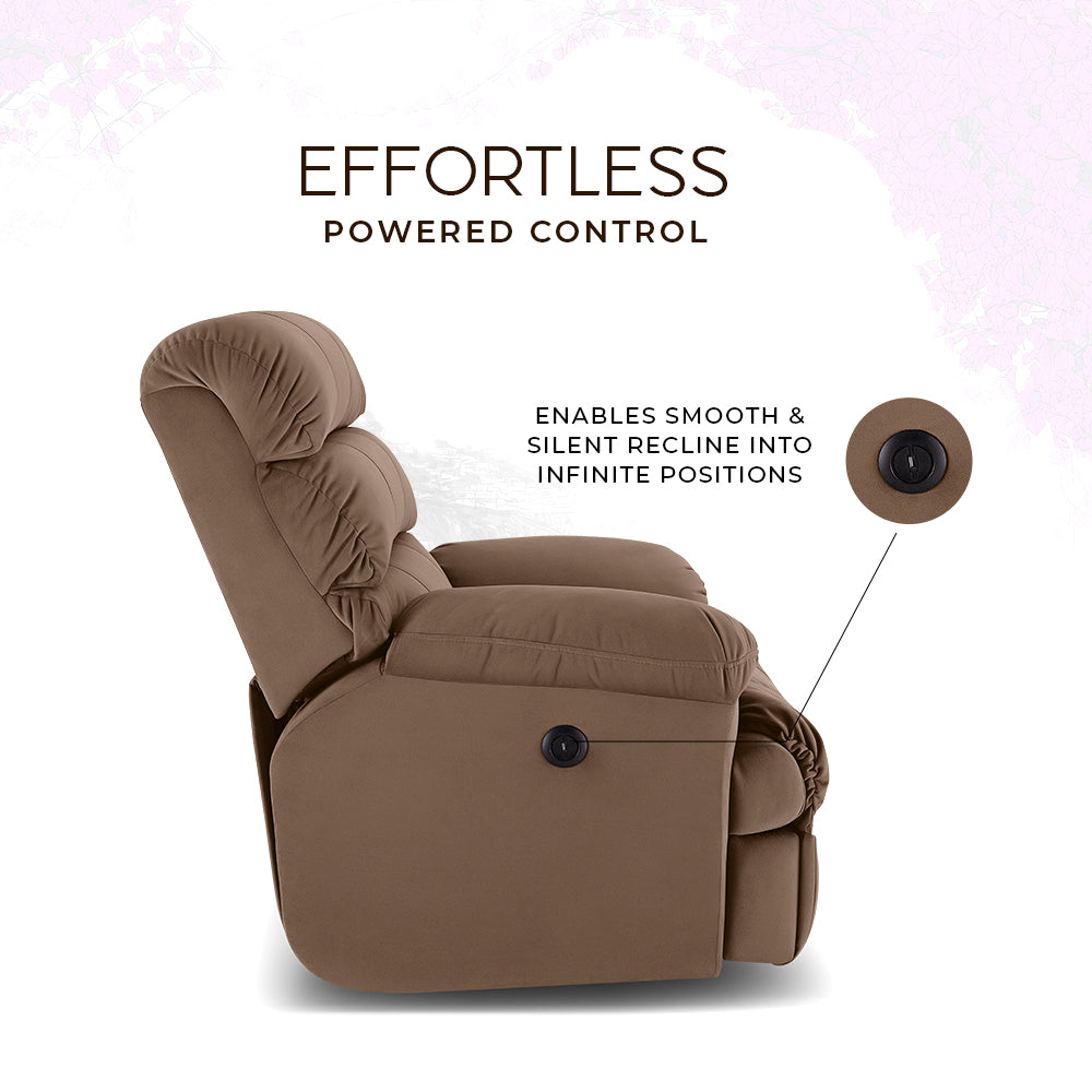 Avalon Posture Pro Rocking & Rotating Single Seater Fabric Recliner, Brown, Motorized