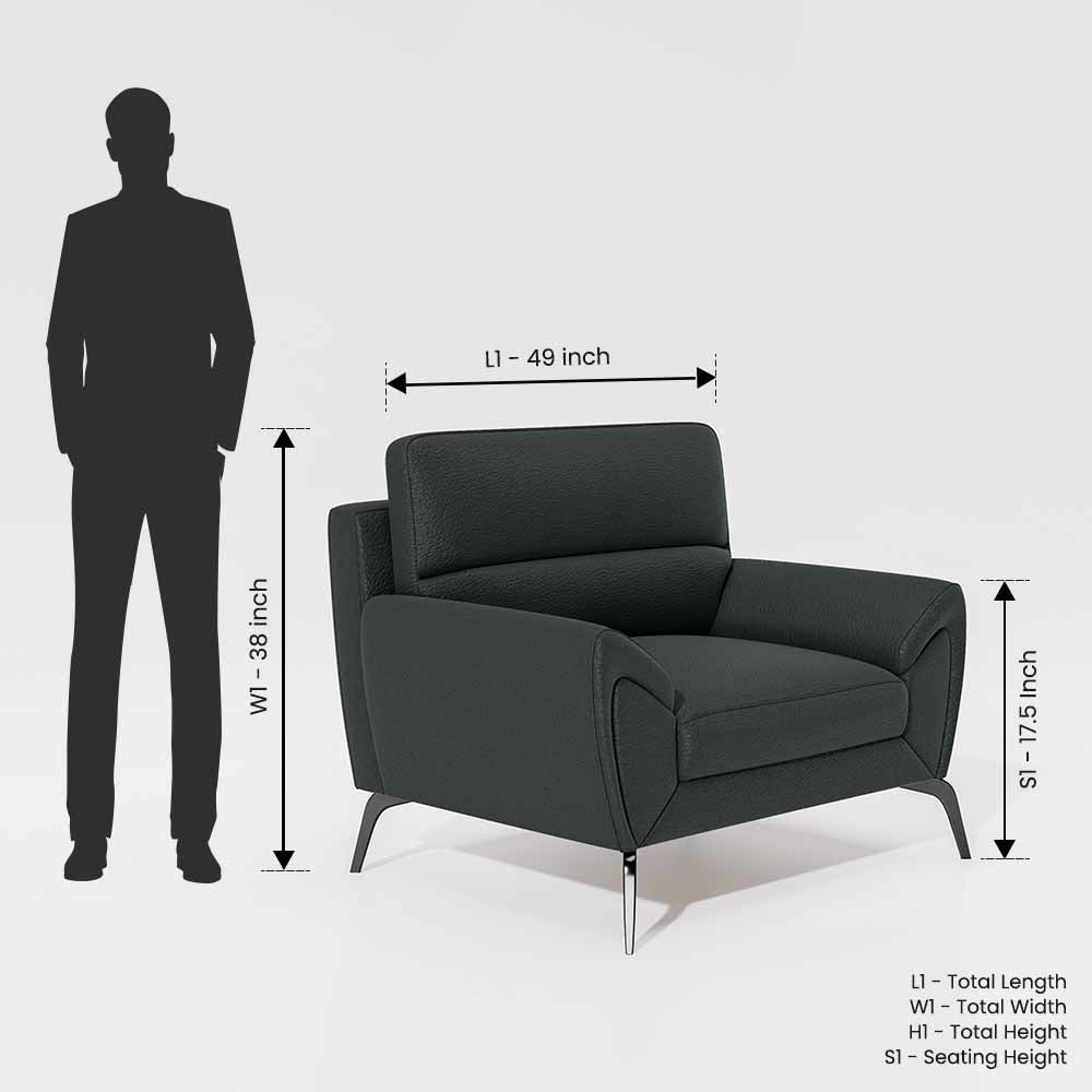 Octave 1 Seater Suede fabric - Steel grey