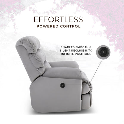 Avalon Posture Pro Rocking & Rotating Single Seater Fabric Recliner, Grey, Motorized