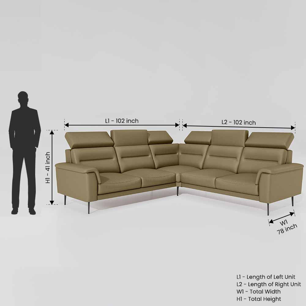 Crescendo 2 Seater + Corner + 2 Seater Leatherette Fabric - Pebble