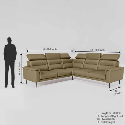 Crescendo 2 Seater + Corner + 2 Seater Leatherette Fabric - Pebble
