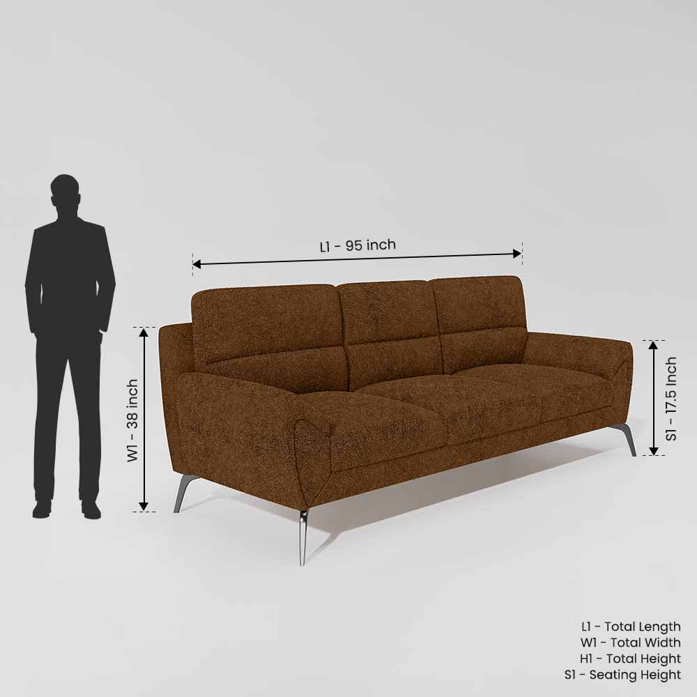 Octave 3 Seater Boucle Fabric - Caramel