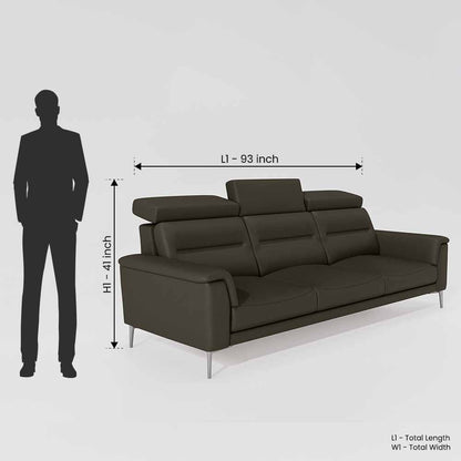 Cresendo 3 Seater Leatherette fabric - Pewter Grey
